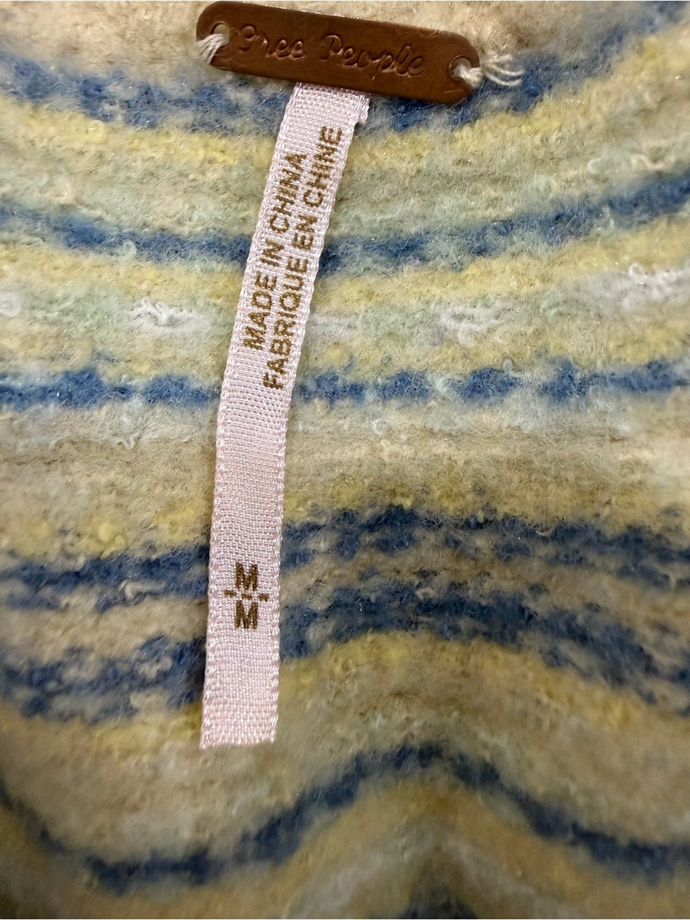 Free People Striped Fuzzy Knit Pullover in Blue and Cream - Picture 3 of 3